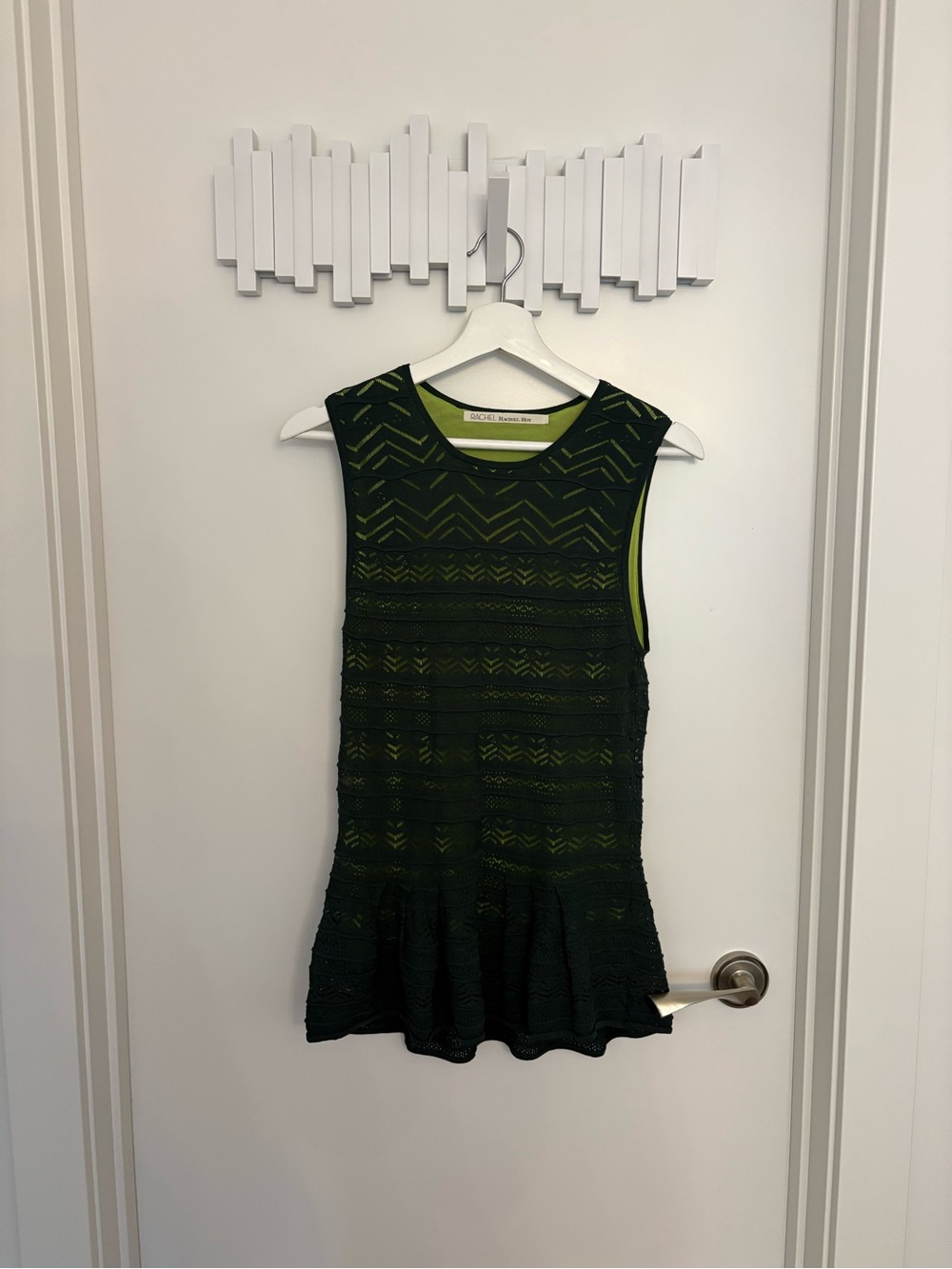 RACHEL Rachel Roy Black Knit Top with Lime Green Lining